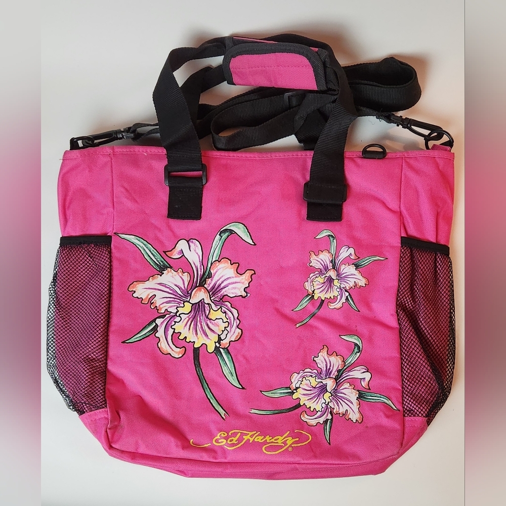 Ed Hardy Pink Orchid Tote Bag